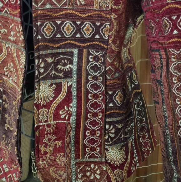Christopher Banks Tapestry Blazer/Jacket. Deep Red Burgundy and Earth tones - Picture 3 of 10